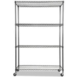 Alera NSF Certified 4-Shelf Wire Shelving Kit with Casters, 48w x 18d x 72h, Black Anthracite view 1