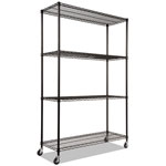 Alera NSF Certified 4-Shelf Wire Shelving Kit with Casters, 48w x 18d x 72h, Black view 2