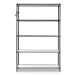 Alera 5-Shelf Wire Shelving Kit with Casters and Shelf Liners, 48w x 18d x 72h, Black Anthracite view 1