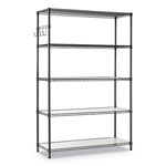 Alera 5-Shelf Wire Shelving Kit with Casters and Shelf Liners, 48w x 18d x 72h, Black Anthracite view 2