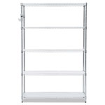 Alera 5-Shelf Wire Shelving Kit with Casters and Shelf Liners, 48w x 18d x 72h, Silver view 2