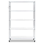 Alera 5-Shelf Wire Shelving Kit with Casters and Shelf Liners, 48w x 18d x 72h, Silver view 3