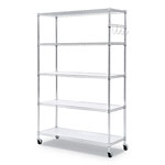 Alera 5-Shelf Wire Shelving Kit with Casters and Shelf Liners, 48w x 18d x 72h, Silver view 4