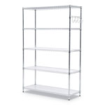 Alera 5-Shelf Wire Shelving Kit with Casters and Shelf Liners, 48w x 18d x 72h, Silver view 5