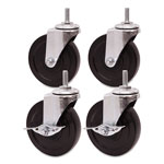 Alera Optional Casters for Wire Shelving, 200 lbs/Caster, Gray/Black, 4/Set view 2
