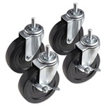 Alera Optional Casters For Wire Shelving, 125 lbs/Caster, Black, 4/Set view 1