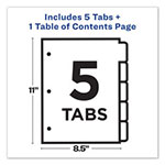 Avery Customizable Table of Contents Ready Index Dividers with Multicolor Tabs, 5-Tab, 1 to 5, 11 x 8.5, Translucent, 1 Set view 2
