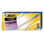Bic Cristal Xtra Smooth Stick Ballpoint Pen, 1mm, Blue Ink, Clear Barrel, Dozen view 1