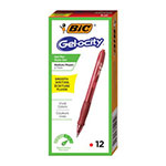 Bic Gel-ocity Retractable Gel Pen, 0.7mm, Red Ink, Translucent Red Barrel, Dozen view 1