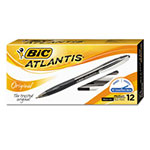 Bic Atlantis Retractable Ballpoint Pen, Medium 1mm, Black Ink/Barrel, Dozen view 1
