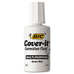 Bic Cover-It Correction Fluid, 20 ml Bottle, White, Dozen view 1