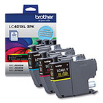 Brother LC401XL3PKS High-Yield Ink, 500 Page-Yield, Cyan/Magenta/Yellow, 3/Pack view 1