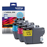 Brother LC402XL3PKS High-Yield Ink, 1,500 Page-Yield, Cyan/Magenta/Yellow view 1