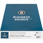 Business Source Hanging Folder, 1/5 Tab Cut, Letter, 25/BX, Standard Green view 1