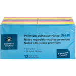 Business Source Adhesive Notes, 100 Sheets, 3" x 3", Assorted Extreme view 1