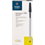 Business Source Ballpoint Stick Pens, Fine Pt, Light Gray Barrel, Black Ink view 1
