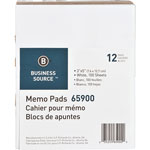 Business Source Memo Pad, Unruled, 15lb., 3" x 5", 100 Sheets, White view 1
