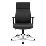 Basyx by Hon Define Executive High-Back Leather Chair, Supports up to 250 lbs., Black Seat/Black Back, Polished Chrome Base view 5