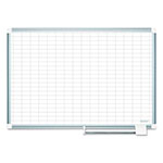MasterVision™ Grid Planning Board w/ Accessories, 1 x 2 Grid, 36 x 24, White/Silver view 3