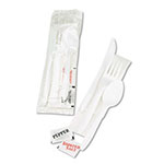 Boardwalk Cutlery Kit, Plastic Fork/Spoon/Knife/Salt/PePolypropyleneer/Napkin, White, 250/Carton view 3