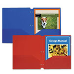 C-Line Two-Pocket Heavyweight Poly Portfolio Folder, 3-Hole Punch, Letter, Blue, 25/Box view 2