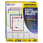 C-Line Reusable Dry Erase Pockets, 9 x 12, Assorted Primary Colors, 25/Box view 1