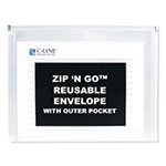 C-Line Zip n Go Reusable Envelope w/Outer Pocket, 13 x 10, Clear, 3/Pack view 2