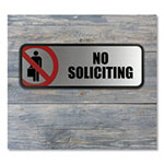 Consolidated Stamp Brushed Metal Office Sign, No Soliciting, 9 x 3, Silver/Red view 1