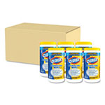 Clorox Disinfecting Wipes, 7 x 8, Lemon Fresh, 75/Canister, 6/Carton view 2