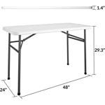 Cosco Straight Folding Utility Table - Rectangle Top - Four Leg Base 48