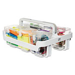 Deflecto Stackable Caddy Organizer w/ S, M & L Containers, White Caddy, Clear Containers view 1