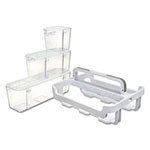 Deflecto Stackable Caddy Organizer w/ S, M & L Containers, White Caddy, Clear Containers view 2