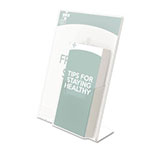 Deflecto Superior Image Slanted Sign Holder with Front Pocket, 9w x 4.5d x 10.75h, Clear view 2