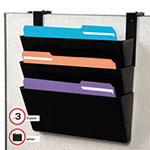 Deflecto DocuPocket Stackable Three-Pocket Partition Wall File, Letter, 13 x 4 x 7, Black view 1