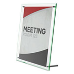Deflecto Superior Image Beveled Edge Sign Holder, Letter Insert, Clear/Green-Tinted Edges view 1
