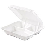 Dart Carryout Food Container, Foam, 3-Comp, White, 8 x 7 1/2 x 2 3/10, 200/Carton view 2