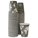 Eco-Products World Art Renewable/Compostable Hot Cups, 12 oz, Gray, 50/Pack view 1