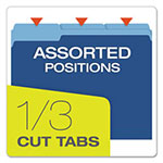 Pendaflex Colored File Folders, 1/3-Cut Tabs, Letter Size, Navy Blue/Light Blue, 100/Box view 1