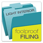 Pendaflex Colored File Folders, 1/3-Cut Tabs, Letter Size, Teal/Light Teal, 100/Box view 2