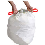 Genuine Joe White Drawstring Trash Bags, 13 Gallon, 0.9 Mil, 24