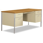 Hon 34000 Series Double Pedestal Desk, 60w x 30d x 29.5h, Harvest/Putty orginal image