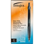 Integra Ballpoint Pen, Retractable, Fine Point, Black Barrel/Ink view 2
