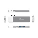 J5 Create UltraDrive USB-C Dual Display Modular Minidock, Silver view 2