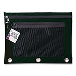 Charles Leonard Two-Pocket Binder Pouch with Mesh Front, 11 x 9, Black, 6/Pack view 3