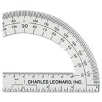 Charles Leonard Open Center Protractor, Plastic, 6