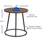 Lorell Round Side Table, Round Top, Powder Coated Four Leg Base, 4 Legs, 1