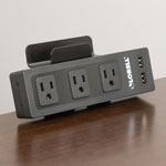 Lorell Desktop AC Power w/USB Charger, 3-Outlets, Black view 2