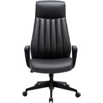Lorell High-Back Bonded Leather Chair - Bonded Leather Seat - Bonded Leather Back - High Back - Black - Armrest - 1 Each view 2