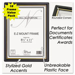 Nudell Plastics EZ Mount Document Frame w/Trim Accent, Plastic Face, 8.5 x 11, Black/Gold, 18/CT view 2