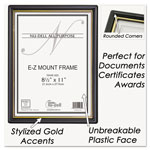 Nudell Plastics EZ Mount Document Frame with Trim Accent, Plastic Face , 8.5 x 11, Black/Gold view 1